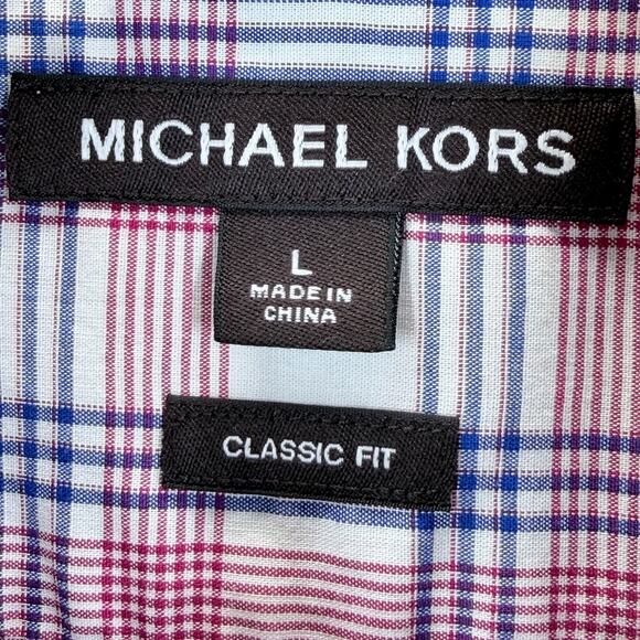 Michael Kors Classic Fit Dres Shirt Men L Plaid Button Down Long Sleeve Casual - Picture 7 of 9